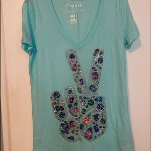 Aeropostale relaxed fit tee jeweled peace sign M